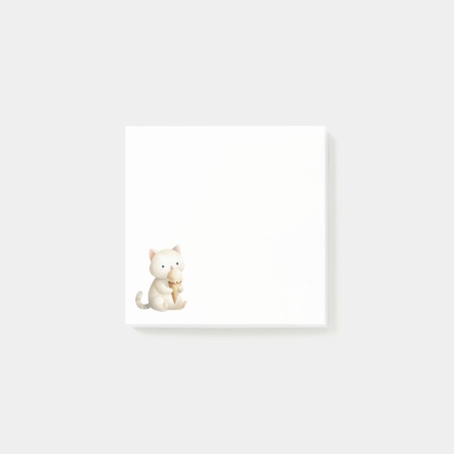 Minimalist Design Cute Cat with Ice Cream Cone Post-it Notes (Front)