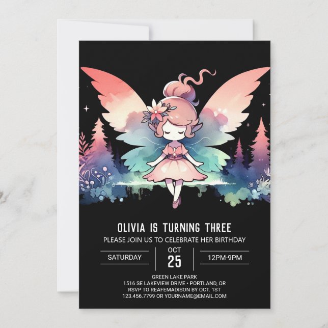Minimalist Design Fairy Birthday Invitation (Front)