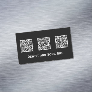 Minimalist Design Three QR Code Sleek Magnetic Business Card