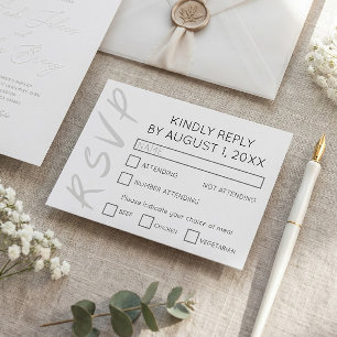 Minimalist design white RSVP card