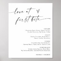 Minimalist Dessert Menu Sign, Love at First Bite