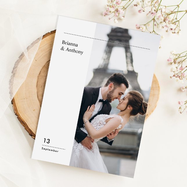 Minimalist Destination Simple Wedding Photo Invitation (Creator Uploaded)