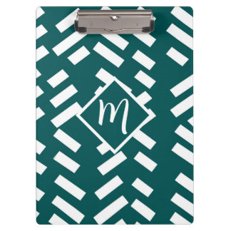 Minimalist Diagonal Striped Pattern, Monogram Clipboard
