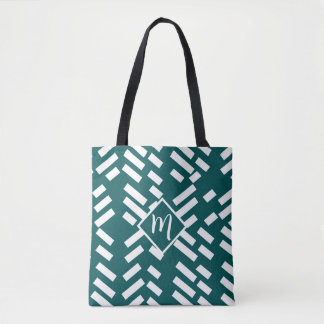 Minimalist Diagonal Striped Pattern, Monogram Tote Bag