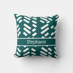 Minimalist Diagonal Striped Pattern With Name Cushion