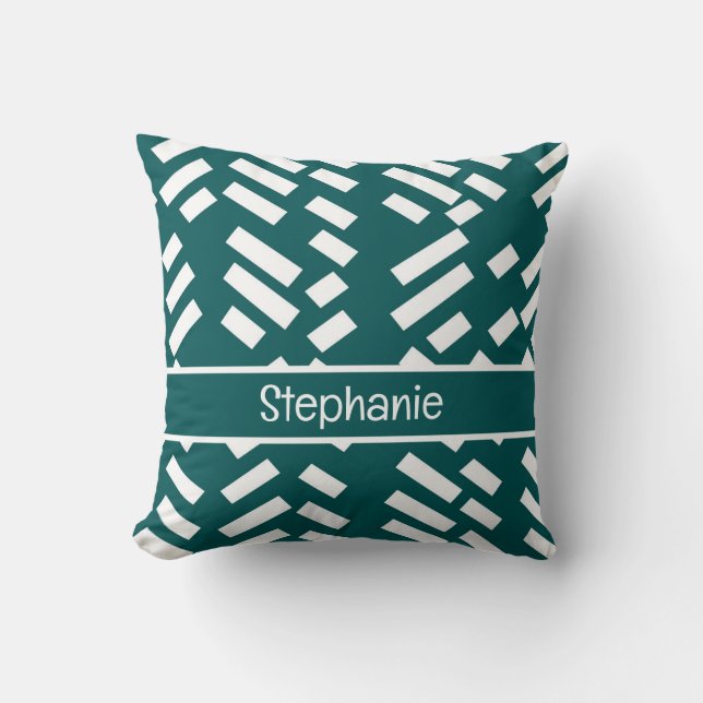 Minimalist Diagonal Striped Pattern With Name Cushion (Front)