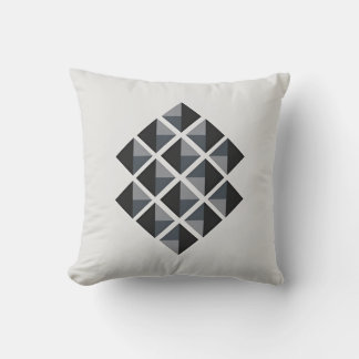 Minimalist Diamond Pattern in Black and Grey  Cushion