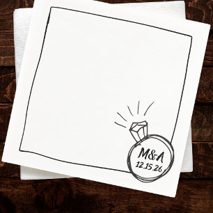 Minimalist Diamond Ring Wedding Engagement Party Napkin