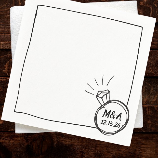 Minimalist Diamond Ring Wedding Engagement Party Napkin (Creator Uploaded)