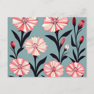 Minimalist Dianthus Flowers Postcard
