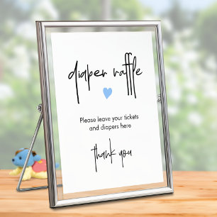 Minimalist Diaper Raffle Sign Boy Baby Shower