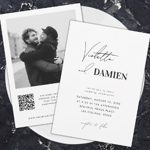 Minimalist Different Fonts Photo QR Code Wedding   Invitation