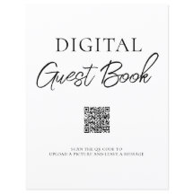Minimalist Digital Guest Book QR Code Sign
