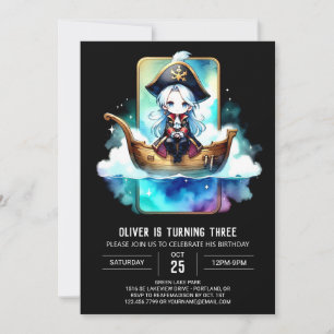 Minimalist Digital Pirate Birthday Invitation