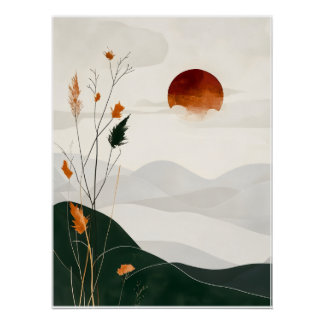 Minimalist digital poster "Abstract Sunset"