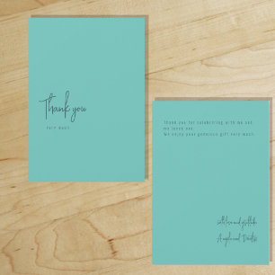 Minimalist Digital Thank You Teal Invitation