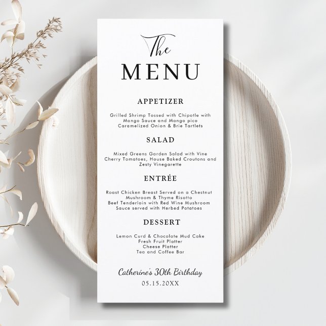 Minimalist Dinner Food Elegant Birthday Wedding Menu (Creator Uploaded)