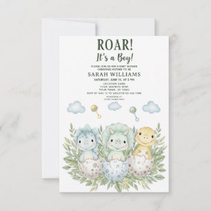 minimalist Dinosaur Baby Shower party boy Roar Invitation