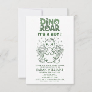 minimalist Dinosaur Baby Shower party boy Roar Invitation