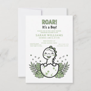 minimalist Dinosaur Baby Shower party boy Roar Invitation