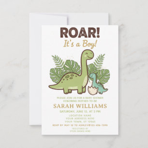 minimalist Dinosaur Baby Shower party boy Roar Invitation