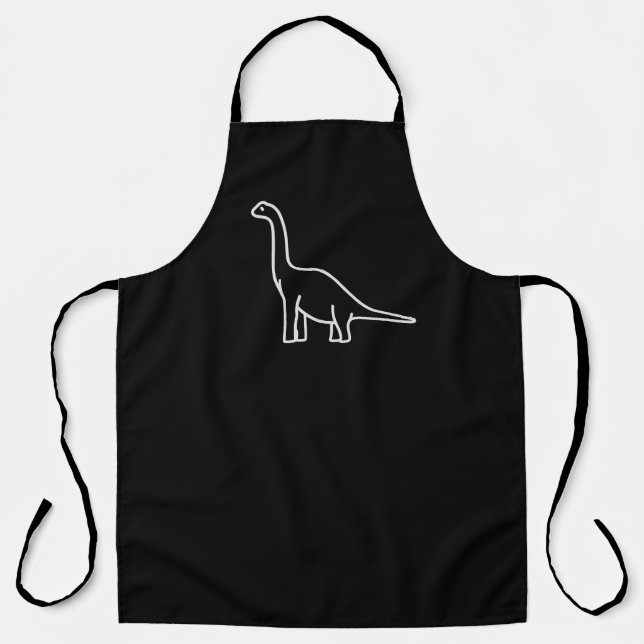 Minimalist Dinosaur Line Art – Cute Brachiosaurus Apron (Front)