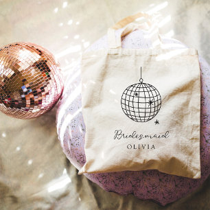 Minimalist Disco Ball   Bridesmaid Wedding Party Tote Bag