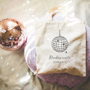 Minimalist Disco Ball   Bridesmate Wedding Party Tote Bag