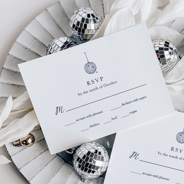 Minimalist Disco Ball Wedding | Meal Choice RSVP Card (Creator Uploaded)