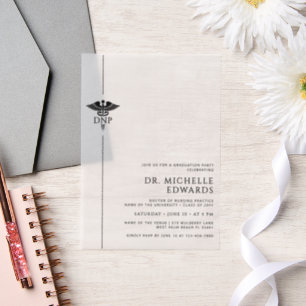 Minimalist DNP Doctor of Nursing Practice Graduate Vellum Invitations