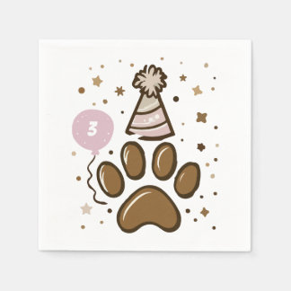 Minimalist Dog Birthday Age Napkin