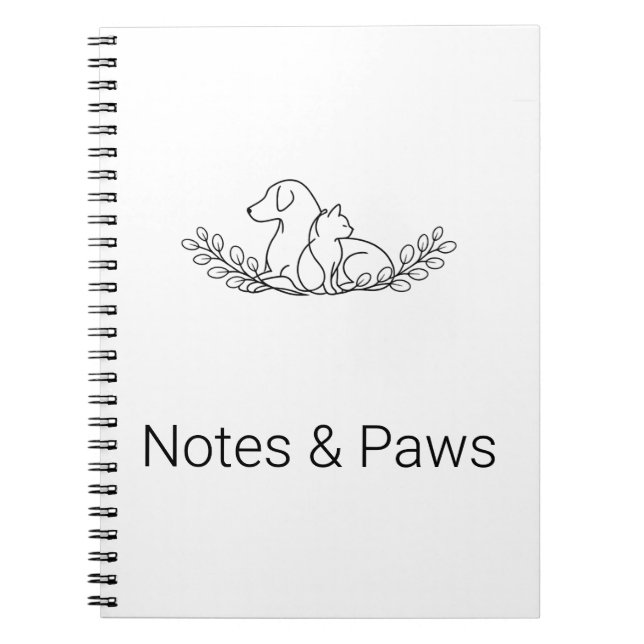 Minimalist Dog & Cat Line Art Notebook (Front)