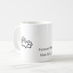 Minimalist Dog Cat Paw Heart Custom Name Mug