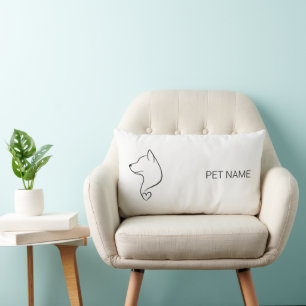 Minimalist Dog Heart One Line Art Lumbar Pillow