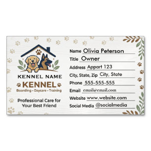 Minimalist Dog Kennel Boarding & Daycare Magnetic Business Card