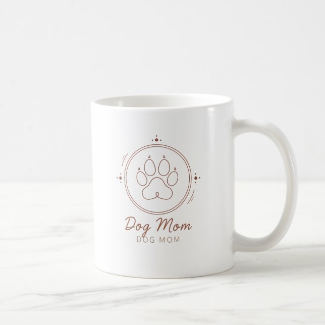 Minimalist Dog Mom Paw Line Art Coffee Mug (Right)