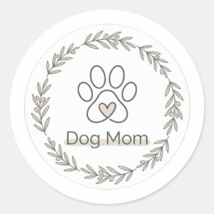 Minimalist Dog Mum Paw Print Heart Floral Sticker