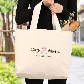 Minimalist Dog Mum Personalised Large Tote Bag