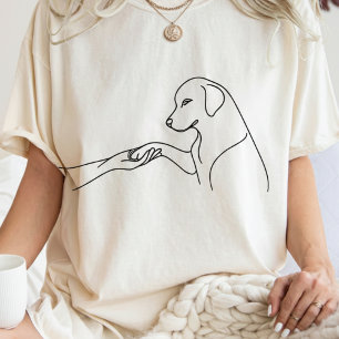 Minimalist Dog Paw & Hand Line Art T-Shirt