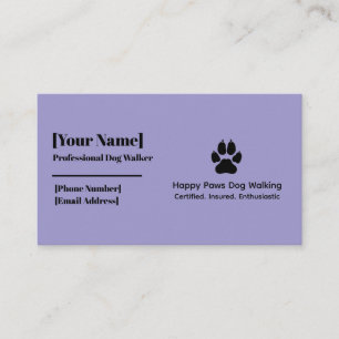 Minimalist Dog Paw Print Dog Walker Business Card