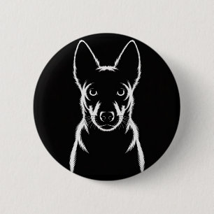 Minimalist Dog Silhouette on Black 6 Cm Round Badge