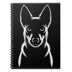 Minimalist Dog Silhouette on Black Notebook