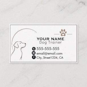 Minimalist Dog Trainer Custom Business Card 