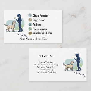 Minimalist Dog Trainer Custom Business Card