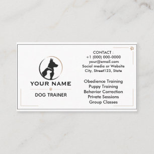 Minimalist Dog Trainer Custom Business Card