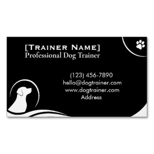 Minimalist Dog Trainer Elegant Black & White  Magnetic Business Card