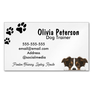Minimalist Dog Trainer Services List Customisable Magnetic Business Card
