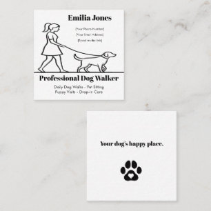 Minimalist Dog Walker Business Card with Heart Paw