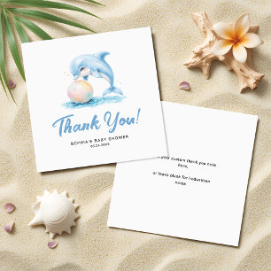 Minimalist  Dolphins Baby Shower Budget Thank You Card