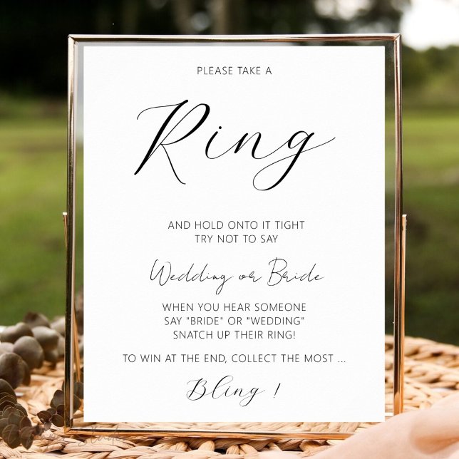 Minimalist Don't Say Bride Game Bridal Shower Ring Poster (Creator Uploaded)